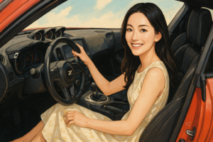 日産フェアレディZの運転席にワンピース姿で座る常盤貴子が可愛すぎる・・・。年齢を感じさせない美の秘訣とは？